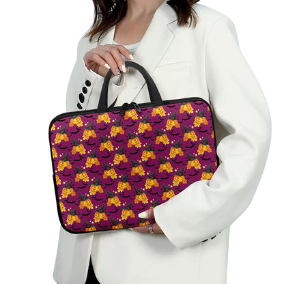 Cute Halloween Pumpkin Witch Print Laptop Sleeve With Handle