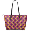 Cute Halloween Pumpkin Witch Print Leather Tote Bag