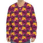 Cute Halloween Pumpkin Witch Print Long Sleeve Baseball Jersey