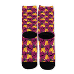 Cute Halloween Pumpkin Witch Print Long Socks