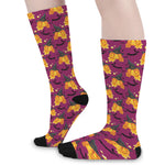 Cute Halloween Pumpkin Witch Print Long Socks
