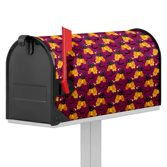 Cute Halloween Pumpkin Witch Print Mailbox Cover