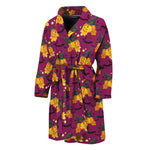 Cute Halloween Pumpkin Witch Print Men's Bathrobe