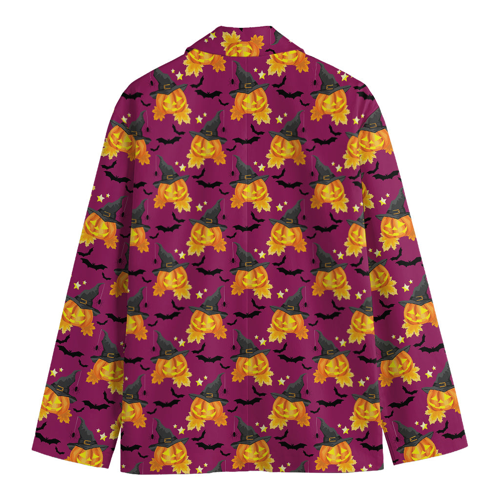 Cute Halloween Pumpkin Witch Print Men's Blazer