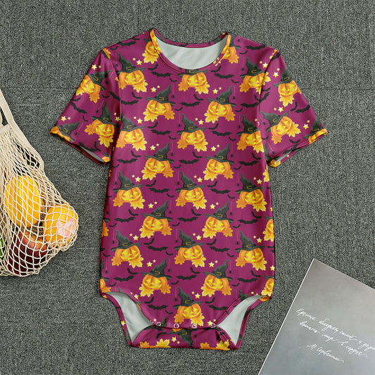 Cute Halloween Pumpkin Witch Print Men's Bodysuit