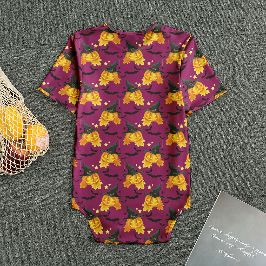 Cute Halloween Pumpkin Witch Print Men's Bodysuit