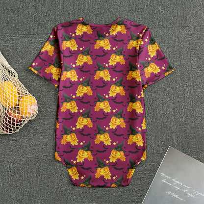 Cute Halloween Pumpkin Witch Print Men's Bodysuit