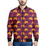 Cute Halloween Pumpkin Witch Print Men's Bomber Jacket