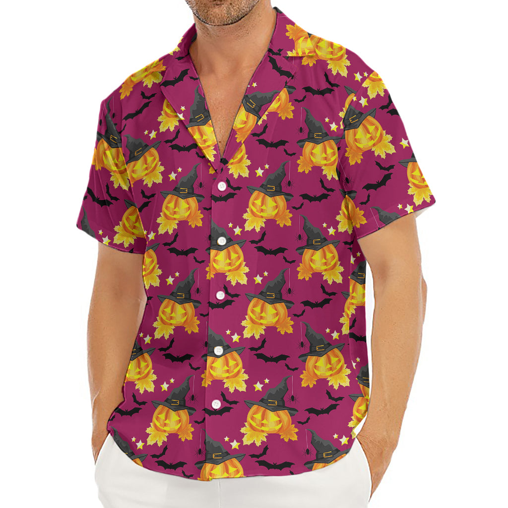 Cute Halloween Pumpkin Witch Print Men's Deep V-Neck Shirt