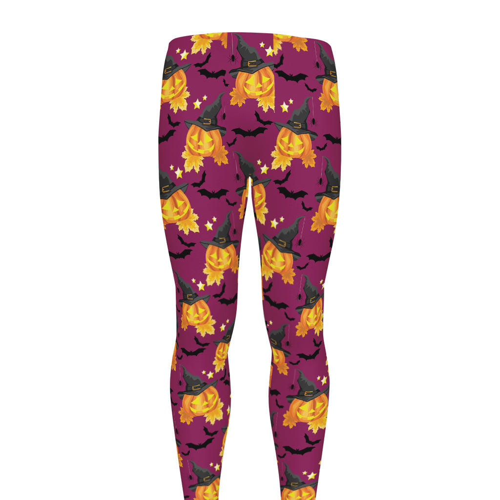 Cute Halloween Pumpkin Witch Print Men's leggings
