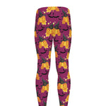 Cute Halloween Pumpkin Witch Print Men's leggings