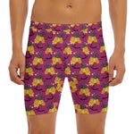 Cute Halloween Pumpkin Witch Print Men's Long Boxer Briefs