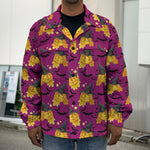 Cute Halloween Pumpkin Witch Print Men's Shirt Jacket