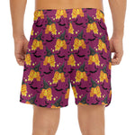 Cute Halloween Pumpkin Witch Print Men's Split Running Shorts
