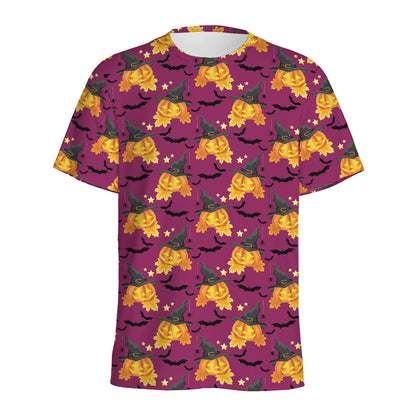 Cute Halloween Pumpkin Witch Print Men's Sports T-Shirt