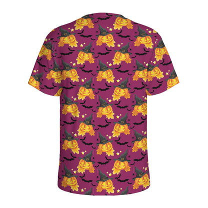 Cute Halloween Pumpkin Witch Print Men's Sports T-Shirt