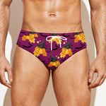 Cute Halloween Pumpkin Witch Print Men's Swim Briefs