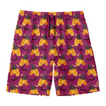 Cute Halloween Pumpkin Witch Print Men's Swim Trunks
