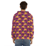 Cute Halloween Pumpkin Witch Print Men's Velvet Pullover Hoodie
