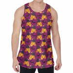 Cute Halloween Pumpkin Witch Print Men's Velvet Tank Top
