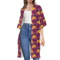 Cute Halloween Pumpkin Witch Print Open Front Beach Cover Up