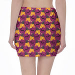 Cute Halloween Pumpkin Witch Print Pencil Mini Skirt
