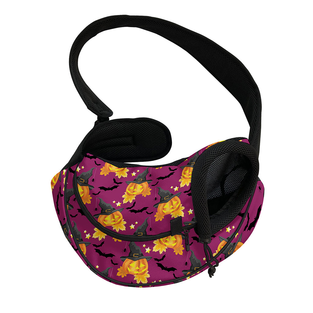 Cute Halloween Pumpkin Witch Print Pet Sling Carrier