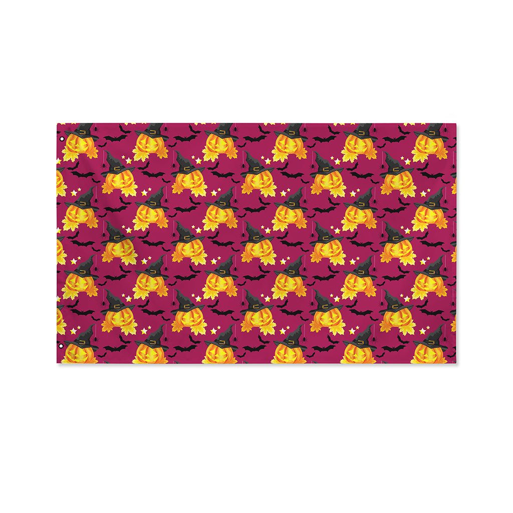 Cute Halloween Pumpkin Witch Print Polyester Flag