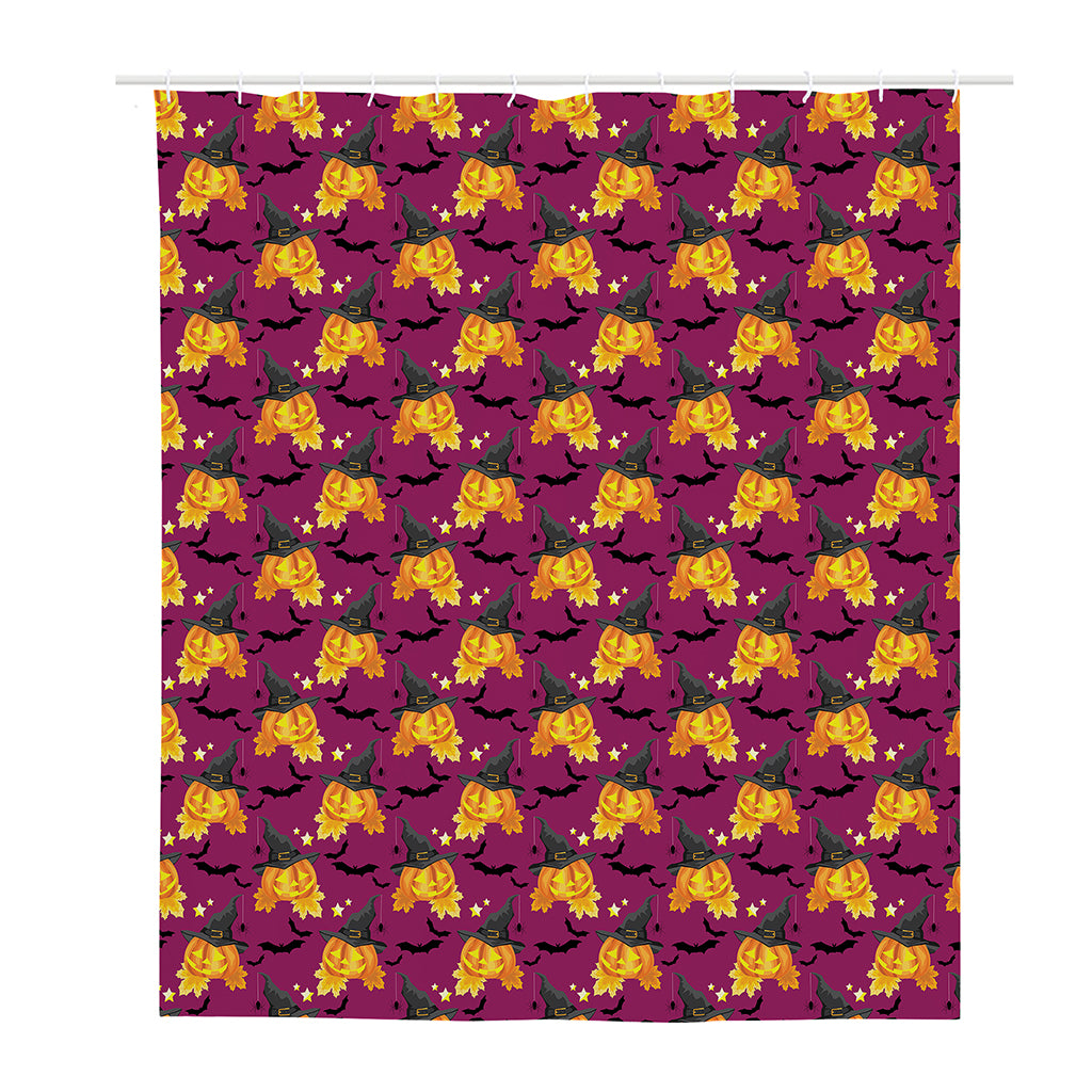 Cute Halloween Pumpkin Witch Print Polyester Shower Curtain