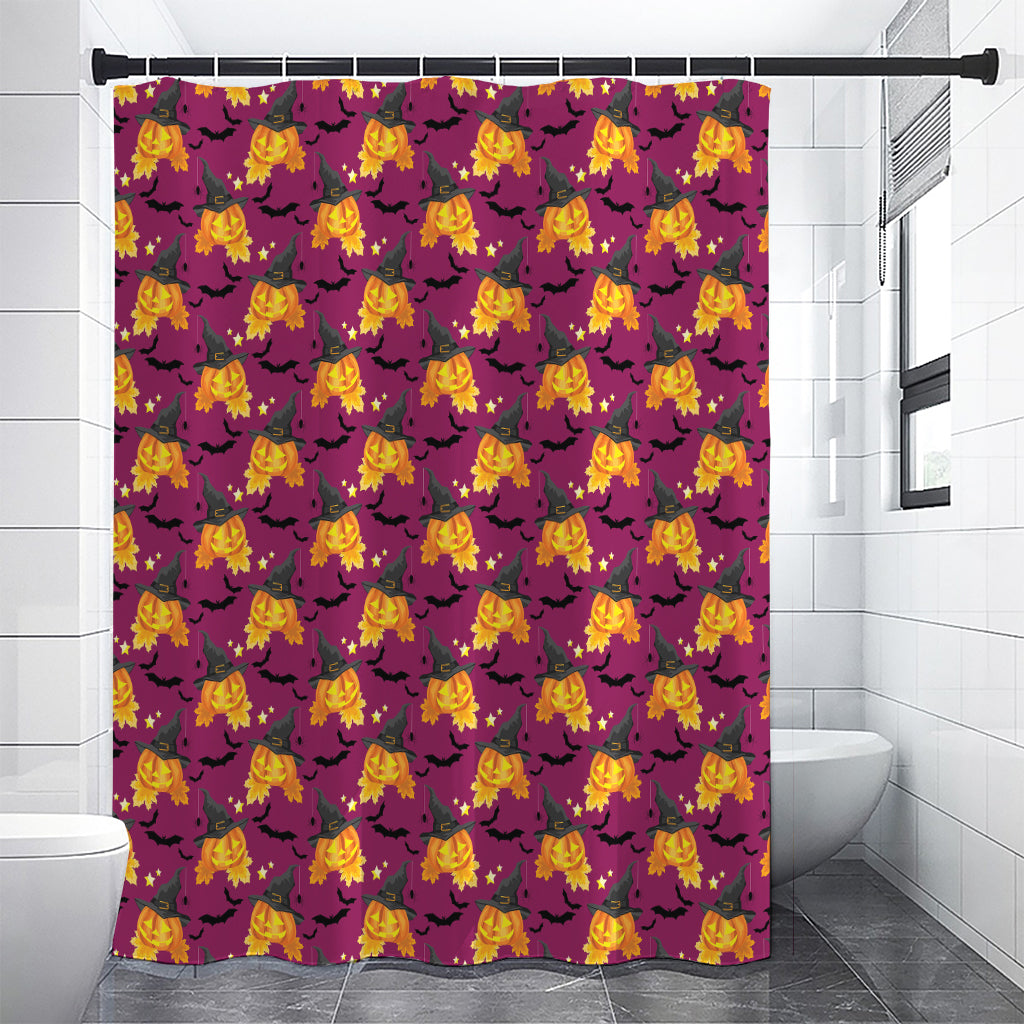 Cute Halloween Pumpkin Witch Print Premium Shower Curtain