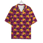 Cute Halloween Pumpkin Witch Print Rayon Hawaiian Shirt