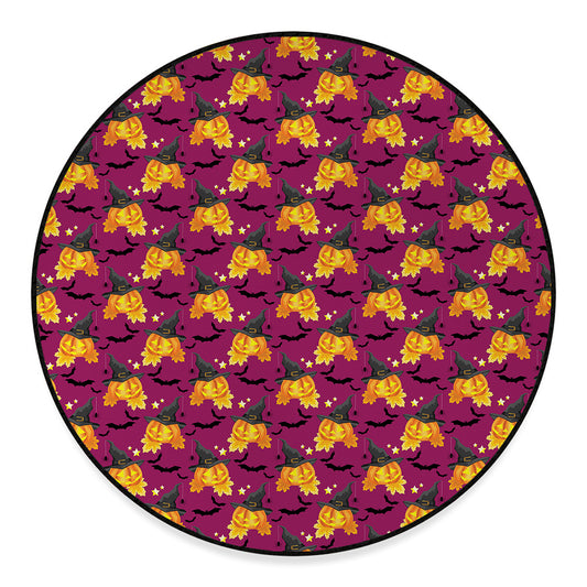 Cute Halloween Pumpkin Witch Print Round Floor Mat