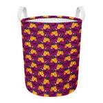 Cute Halloween Pumpkin Witch Print Round Laundry Basket