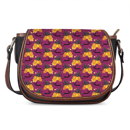 Cute Halloween Pumpkin Witch Print Saddle Bag