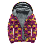 Cute Halloween Pumpkin Witch Print Sherpa Lined Zip Up Hoodie