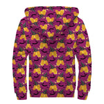 Cute Halloween Pumpkin Witch Print Sherpa Lined Zip Up Hoodie