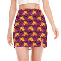 Cute Halloween Pumpkin Witch Print Side Slit Mini Skirt