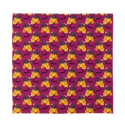 Cute Halloween Pumpkin Witch Print Silk Bandana
