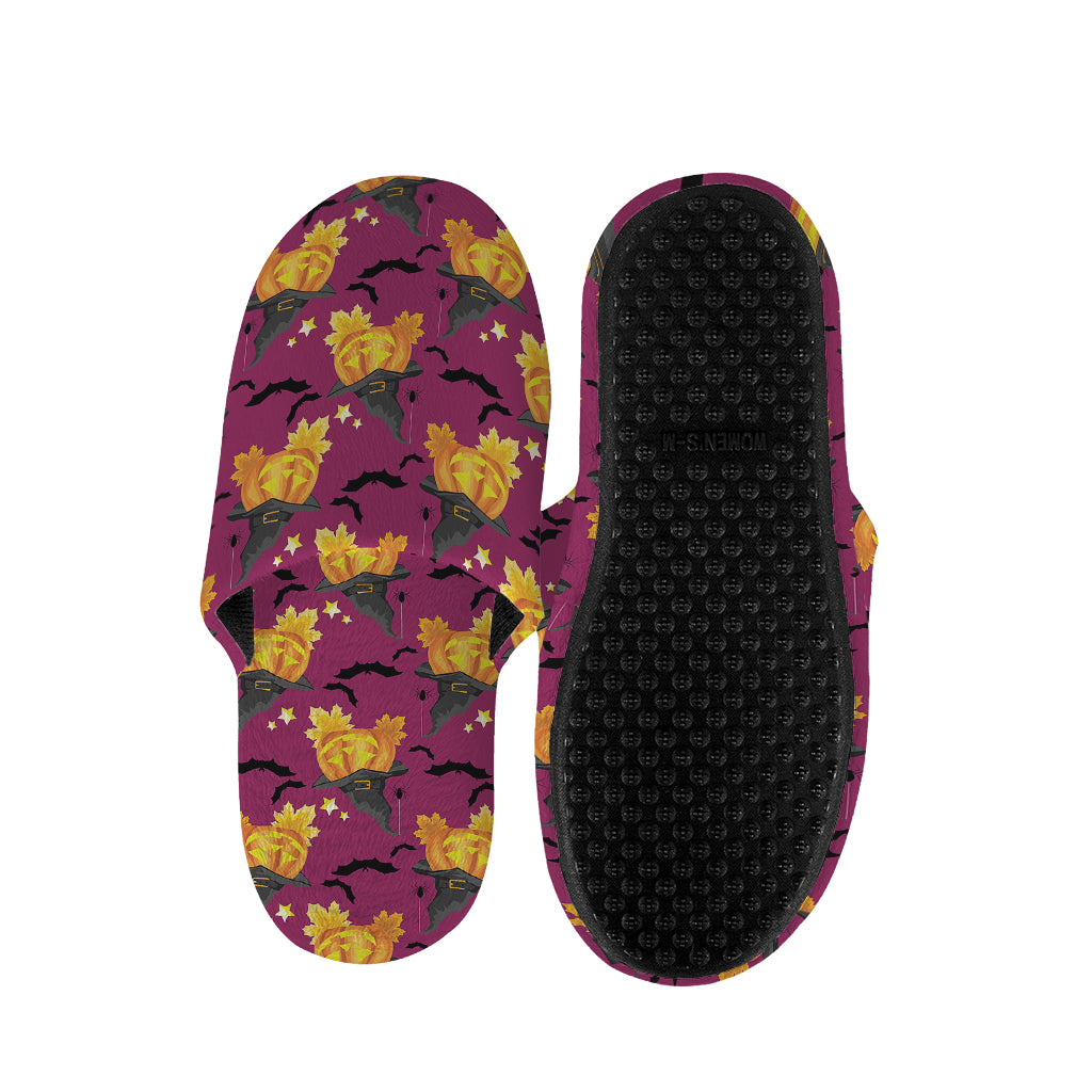 Cute Halloween Pumpkin Witch Print Slippers