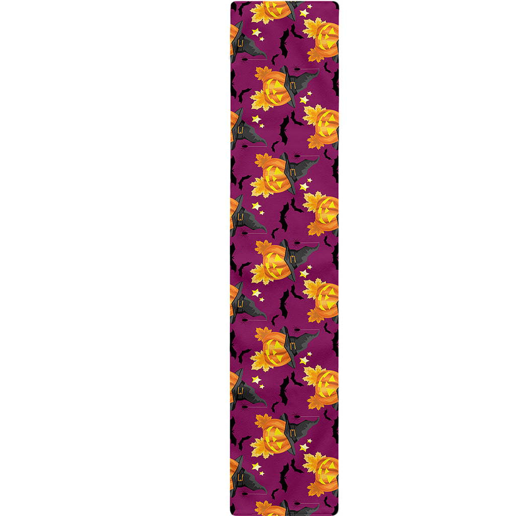 Cute Halloween Pumpkin Witch Print Table Runner