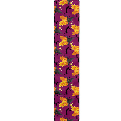 Cute Halloween Pumpkin Witch Print Table Runner