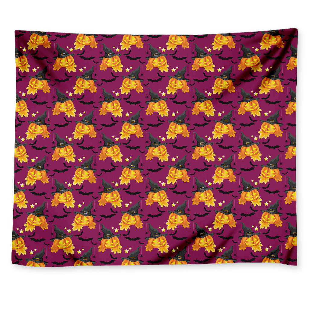 Cute Halloween Pumpkin Witch Print Tapestry