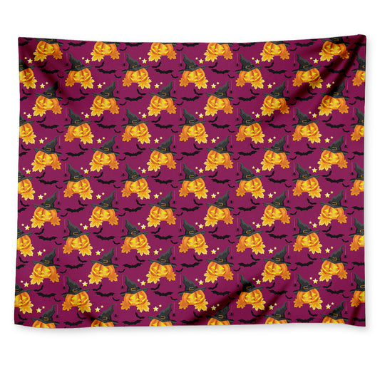 Cute Halloween Pumpkin Witch Print Tapestry