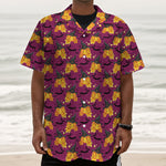 Cute Halloween Pumpkin Witch Print Textured Short Sleeve Shirt