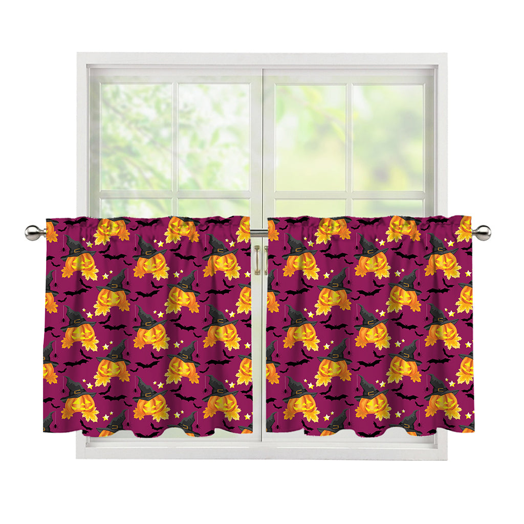 Cute Halloween Pumpkin Witch Print Tier Curtains