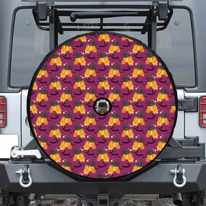 Cute Halloween Pumpkin Witch Print Tire Cover With Camera Hole