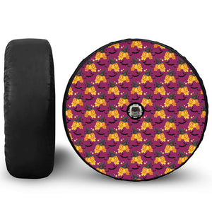 Cute Halloween Pumpkin Witch Print Tire Cover With Camera Hole