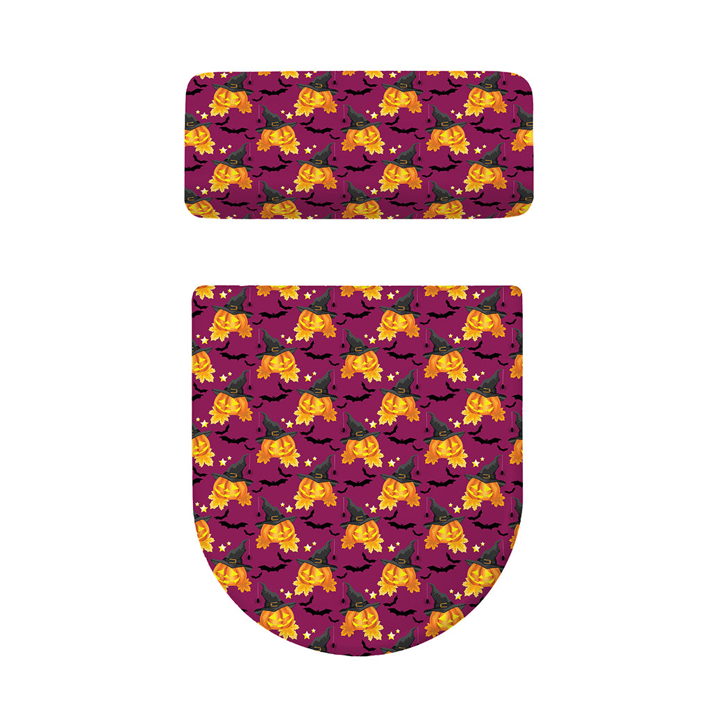 Cute Halloween Pumpkin Witch Print Toilet Lid And Tank Cover Set