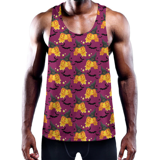 Cute Halloween Pumpkin Witch Print Training Tank Top