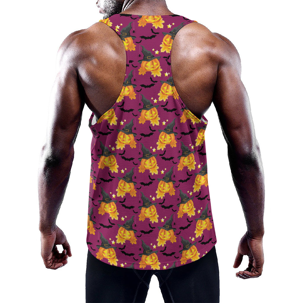 Cute Halloween Pumpkin Witch Print Training Tank Top